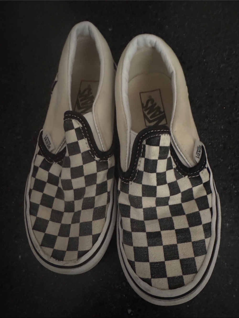 Vans Kids Slip-On Checkerboard Sneakers - Black and White